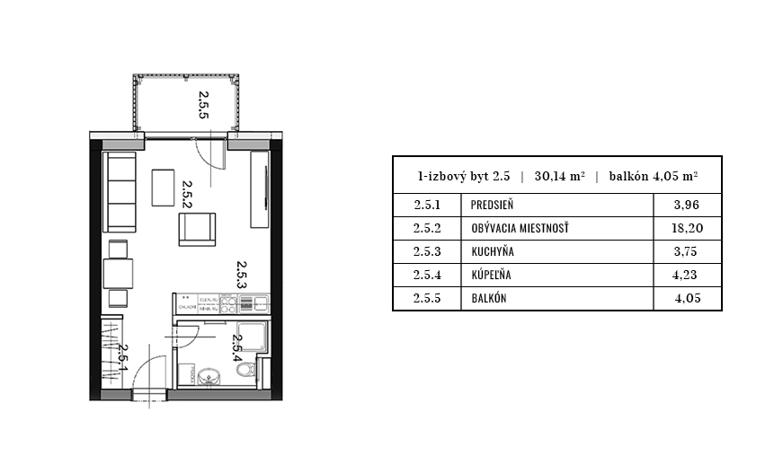 Egidius Residence pôdorys byt 2.5