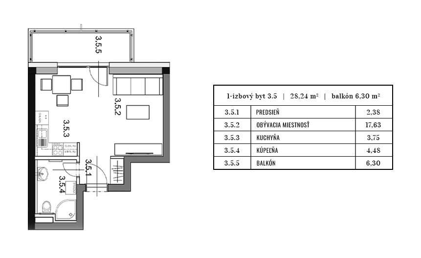 Egidius Residence pôdorys byt 3.5