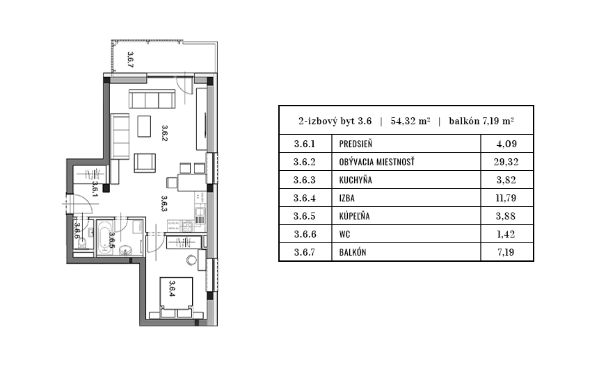 Egidius Residence pôdorys byt 3.6