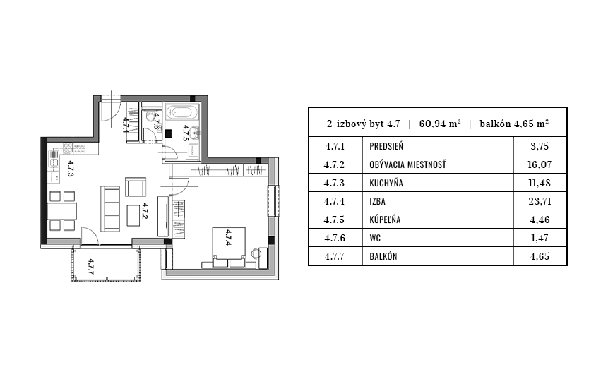 Egidius Residence pôdorys byt 4.7