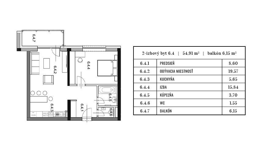 Egidius Residence pôdorys byt 6.4